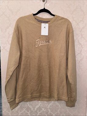 Jordan Tan Men’s Crewneck Sweatshirt with Script Logo